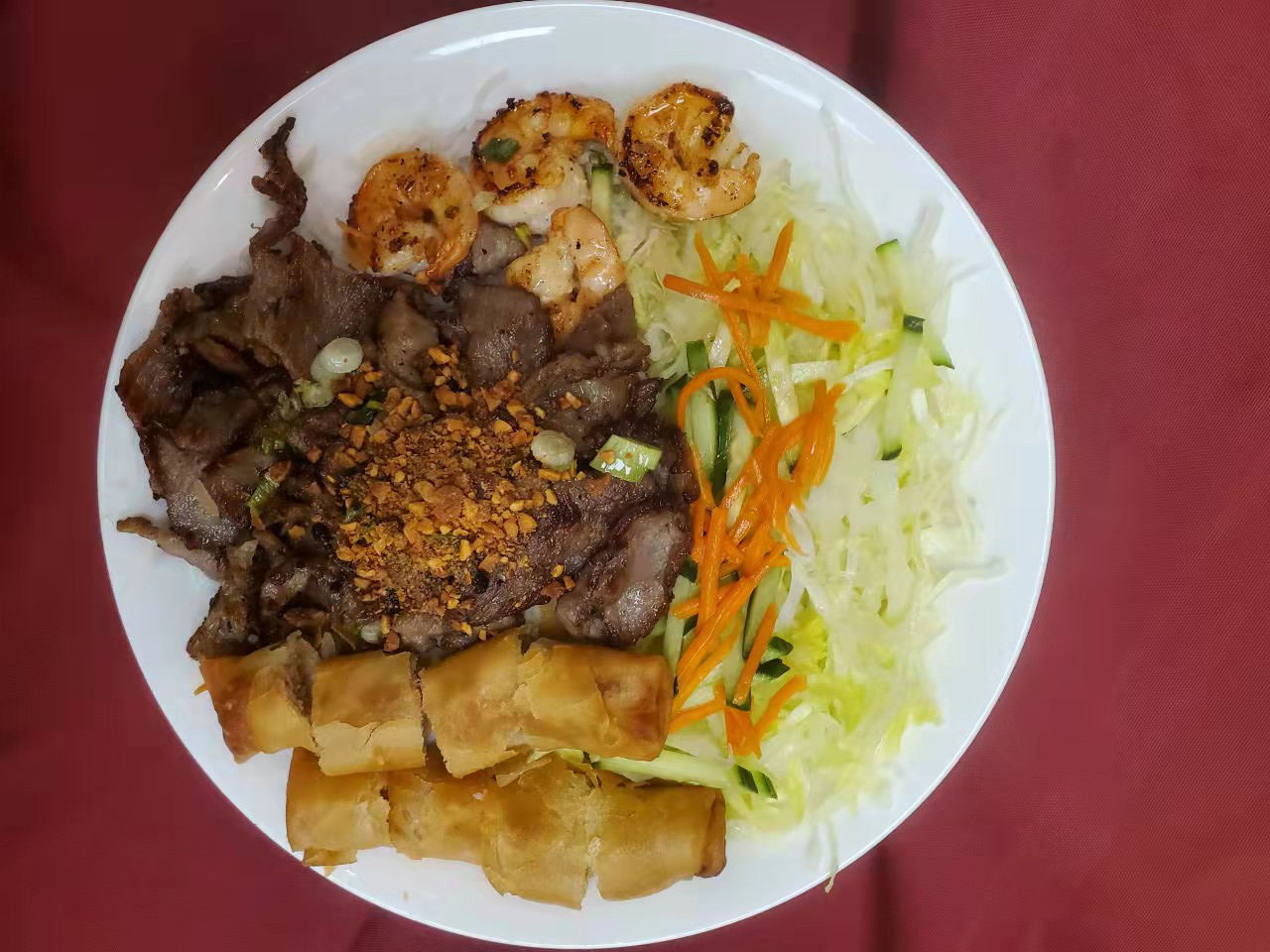 25. Charbroiled Pork, Shrimps, and Spring Rolls Vermicelli Bowl